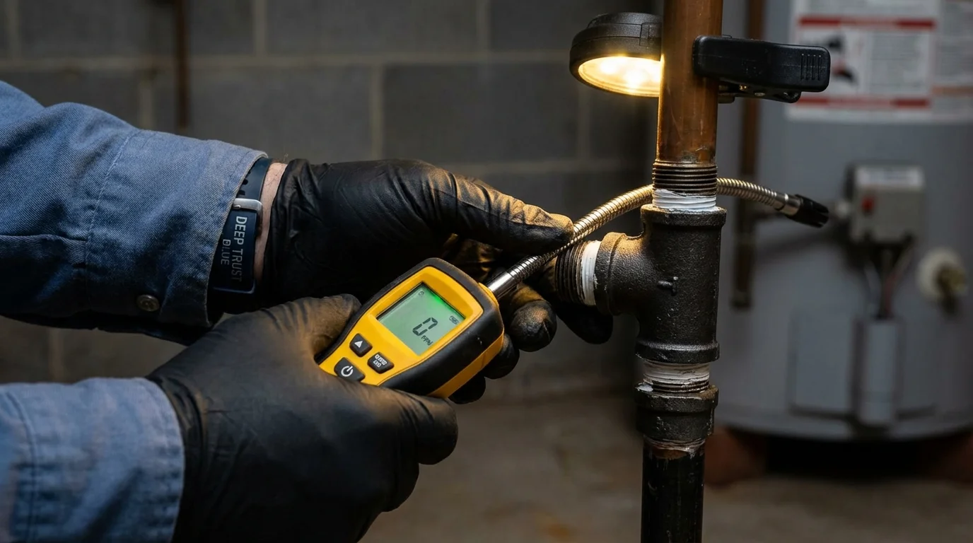 Gas leak detection with electronic sniffer by Johns Plumbing LLC in Myrtle Point